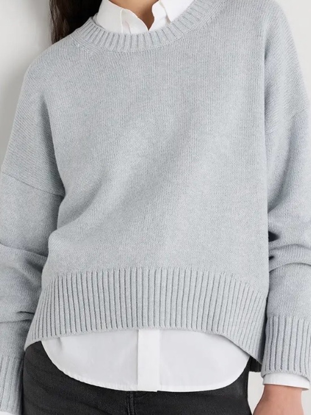 Quince Light Gray Boyfriend Crewneck Sweater